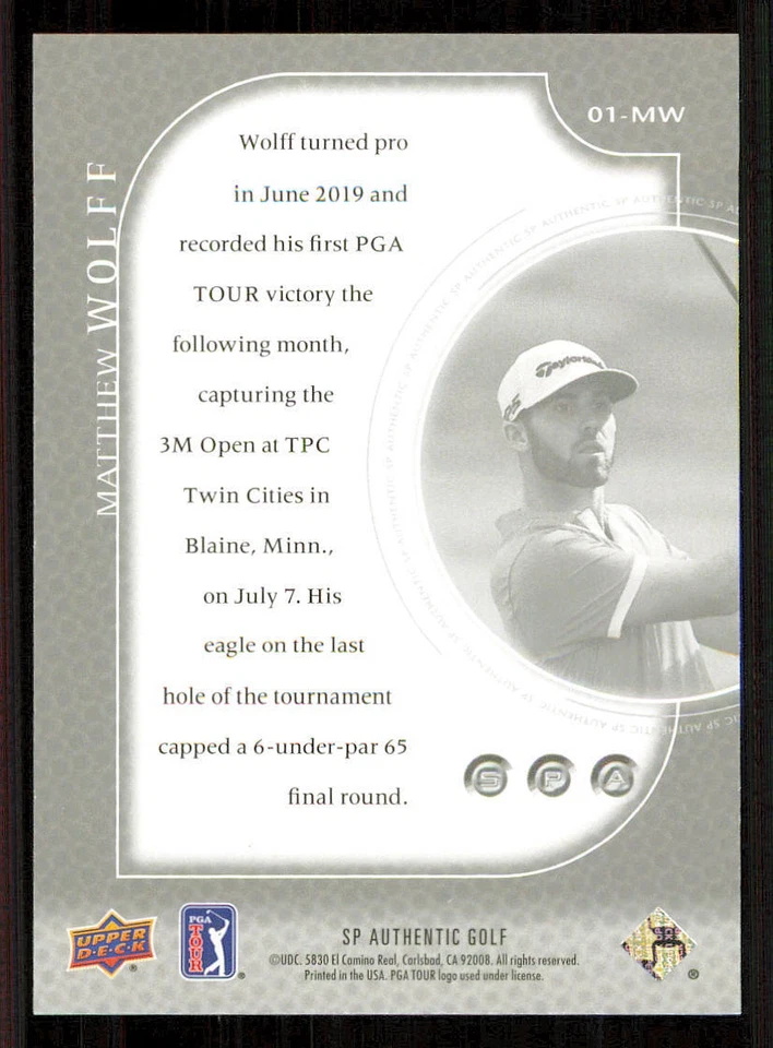 2021 SP Authentic '01 Retro Tribute #01MW Matthew Wolff - Image 2 of 2