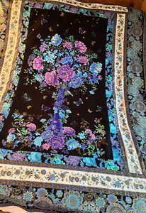 Quilt top: Handmade Quilt Top-Cosmic Butterflies & Flowers 48" x68" Gold Outline