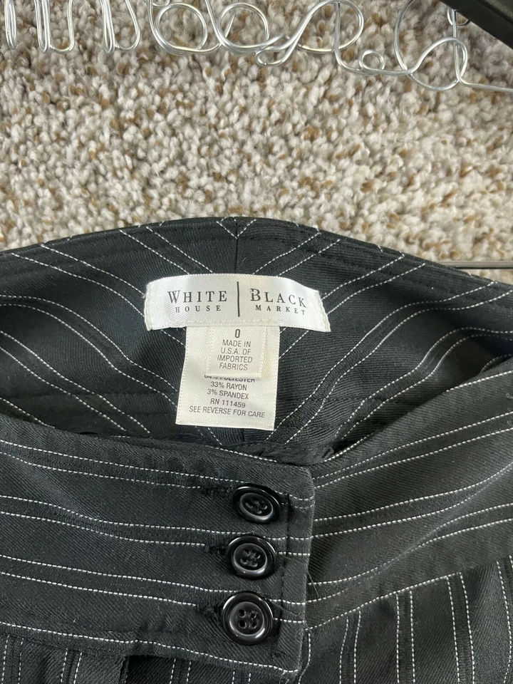 Pantalones cortos para mujer White House Black Market talla 0 negros a rayas pierna ancha Foto 2 de 4