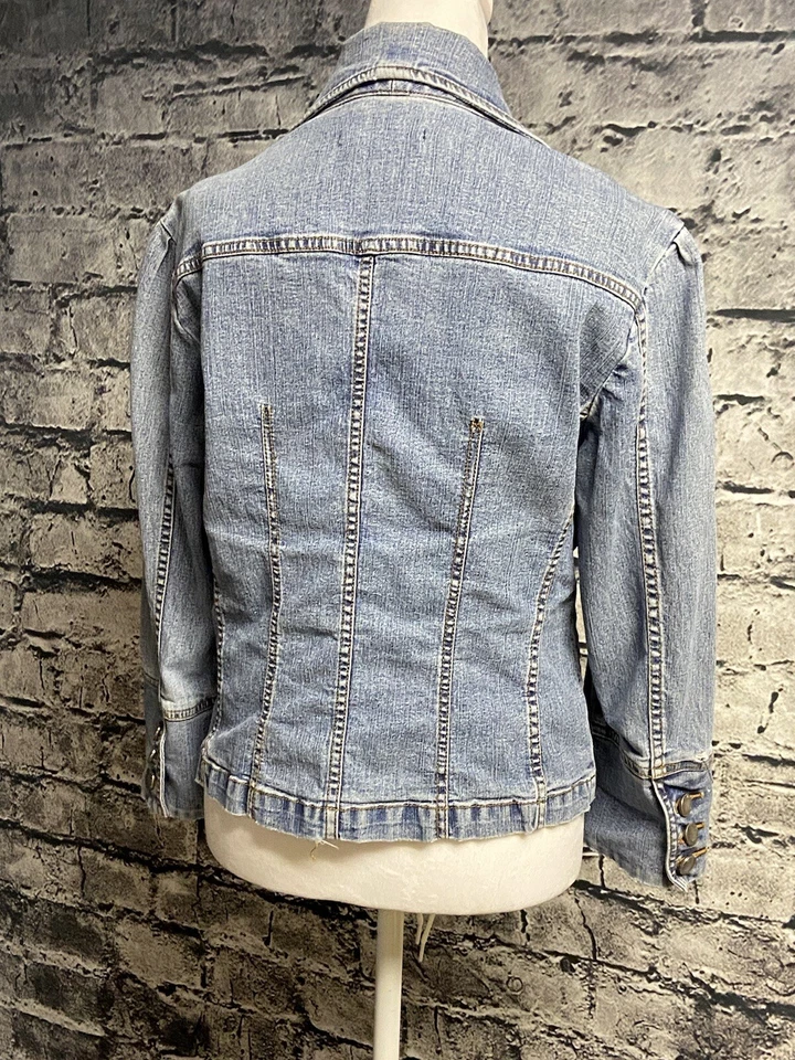 Chaqueta Para Mujer Parallel Mediana Azul Jean Bordada Informal Boho Foto 4 de 4