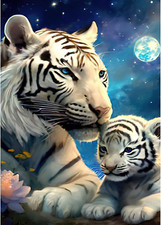 Diamond Painting Kits for Adults, White Tiger Diamond Art Kits, 5D Animal Diamon