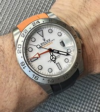 21mm ORANGE BLACK Caoutchouc Vulcanized rubber Strap 42mm ROLEX Explorer II