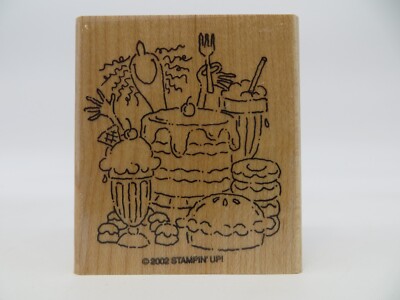 Rubber Stamp Ice Cream Pie Milkshake Cake 2002 Stampin' Up! VTG