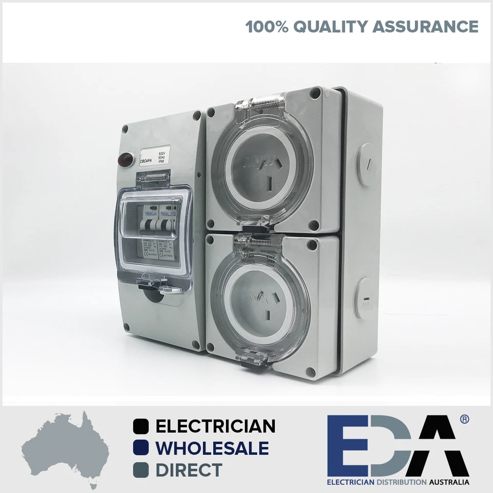 3 pin 10 + 15 Amp Socket RCD Combination Outlet 4 Pole Switchboard IP66 6ka RCBO — 第 3/4 张图片