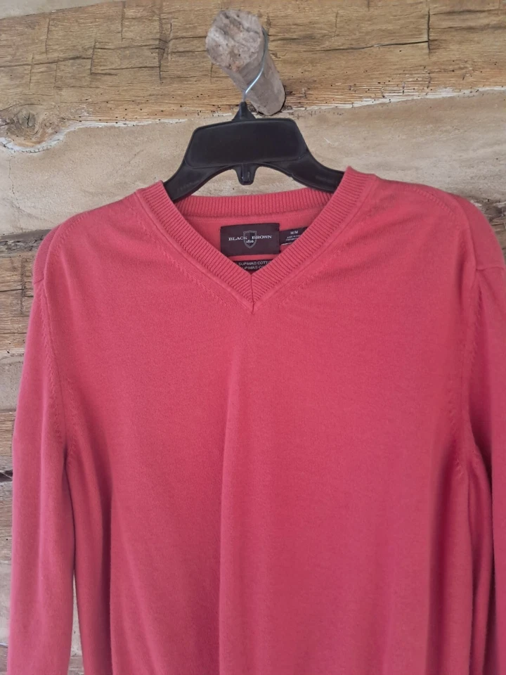 Suéter para hombre negro marrón 1826 cuello en V 100 % algodón Supima naranja talla mediana Foto 2 de 4