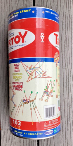 VINTAGE HASBRO / TINKERTOY 102 PIECE JUMBO WOODEN CONSTRUCTION SET # 45826 F/S - Foto 10 di 17