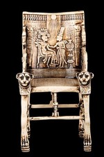 UNIQUE ANTIQUE ANCIENT EGYPTIAN Stone King Tutankhamun Throne Sun with Sekhmet