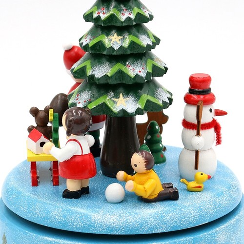 Spieldose Weihnachtszeit mit Santa | Weihnachtsmann Schneemann Kind Holz farbig - Bild 4 von 5