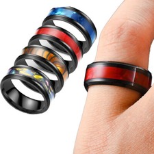 8mm Stainless Steel Rings Couple Shell Finger Wide Band Geometric Punk Simple
