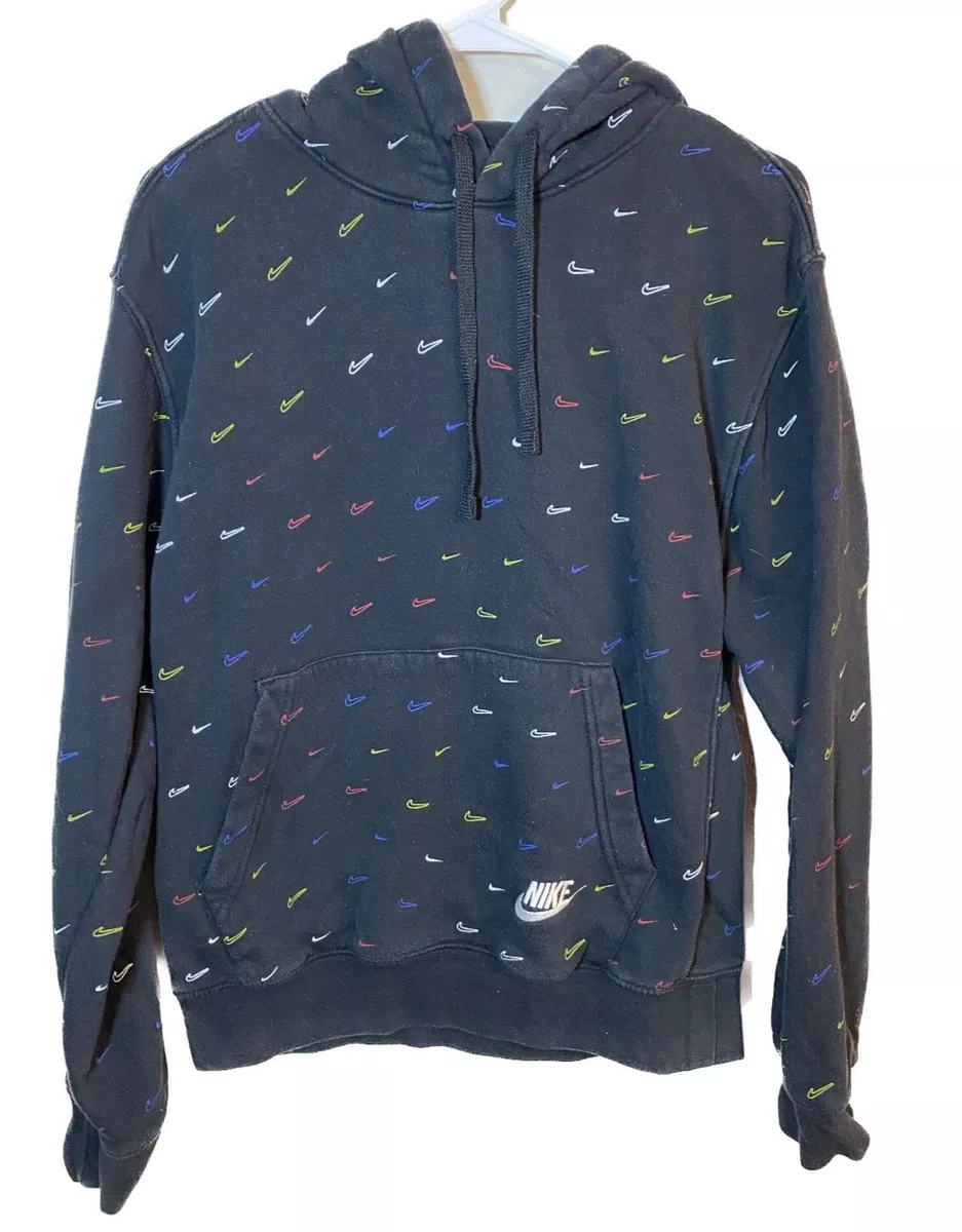 Nike black all over swoosh print hoodie sale