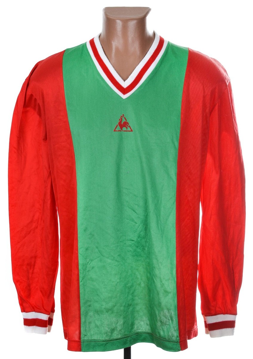 VINTAGE LE COQ SPORTIF TEMPLATE 1980'S GREEN FOOTBALL SHIRT