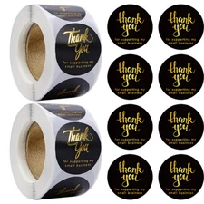 1000Pcs / 2 Roll 1.5" Thank You For Supporting My Small Business Stickers Labels