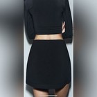 Zara Mixed Nylon Mini Skirt Navy Black Zip Front NWT Small — photo 5