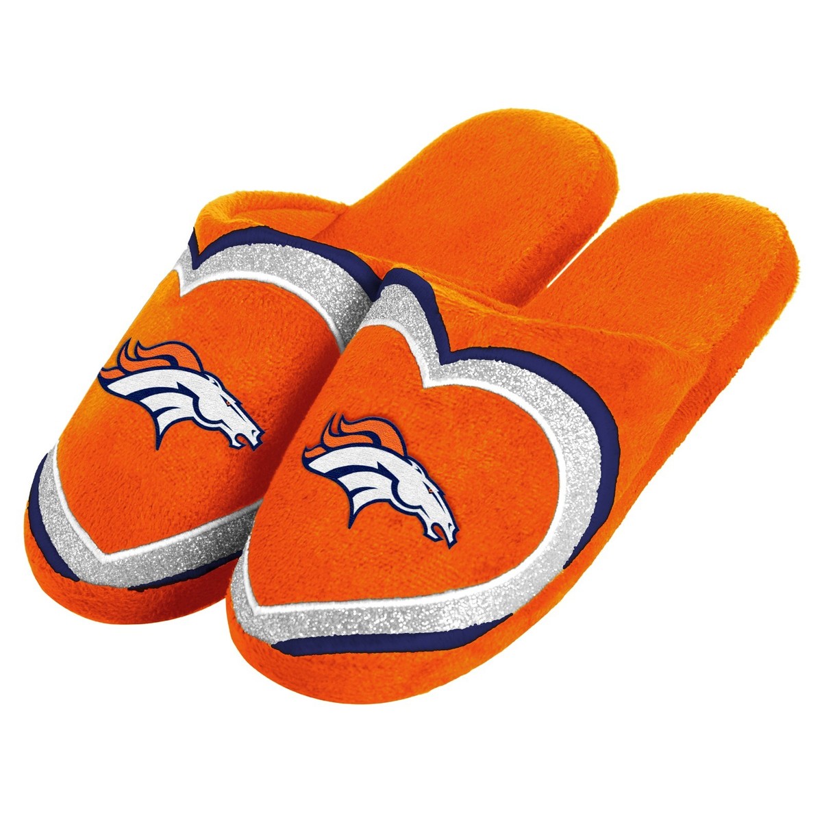 Denver Broncos Slippers HEART Logo NEW Womens Slide House 