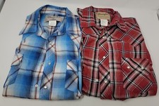 2 Wrangler Mens Western Shirt Sz XL Pearl Snap Button Plaid Checks