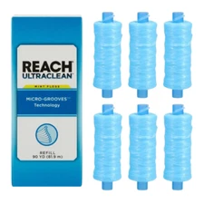 6-PACK REACH Ultraclean Dental Floss Refill, Shred-Resistant Mint Floss 90 yds
