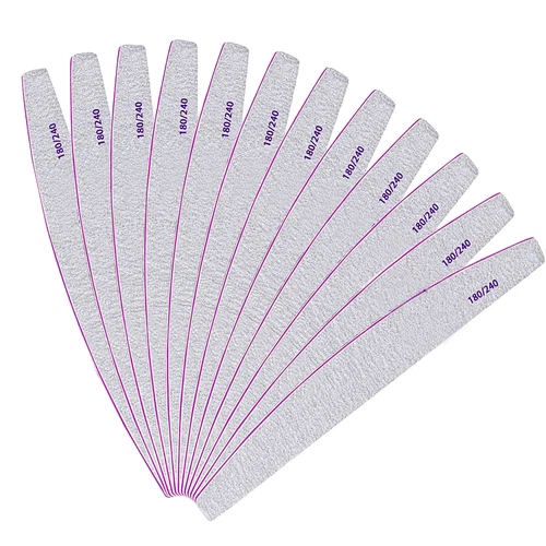 Professional Nail Files 100/180/240 Grit Half Moon Emery Board Buffer File Set