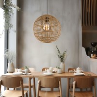 HäNgelampe Pendelleuchte Esstischlampe Bambusgeflecht Wohnzimmerlampe H 150 Cm