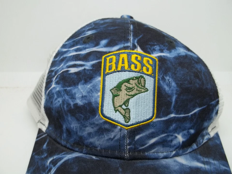 Gorra BASS Pesca Para Hombres Malla Bordada Snapback Azul Blanco de Paramount Foto 2 de 4