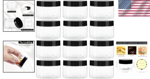 Compact 1 Oz BPA Free Plastic Jars with Easy-Labeling - 12 Pack for DIY Projects - Picture 2 of 9