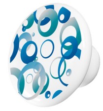 Blue Retro Circles Pattern Ceramic Cabinet Drawer Knob