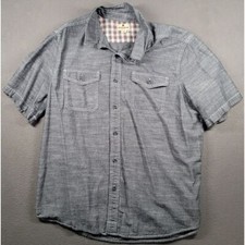Woolrich Shirt Mens XL Gray Double Pocket Front Button Down Plaid Lined Outdoor