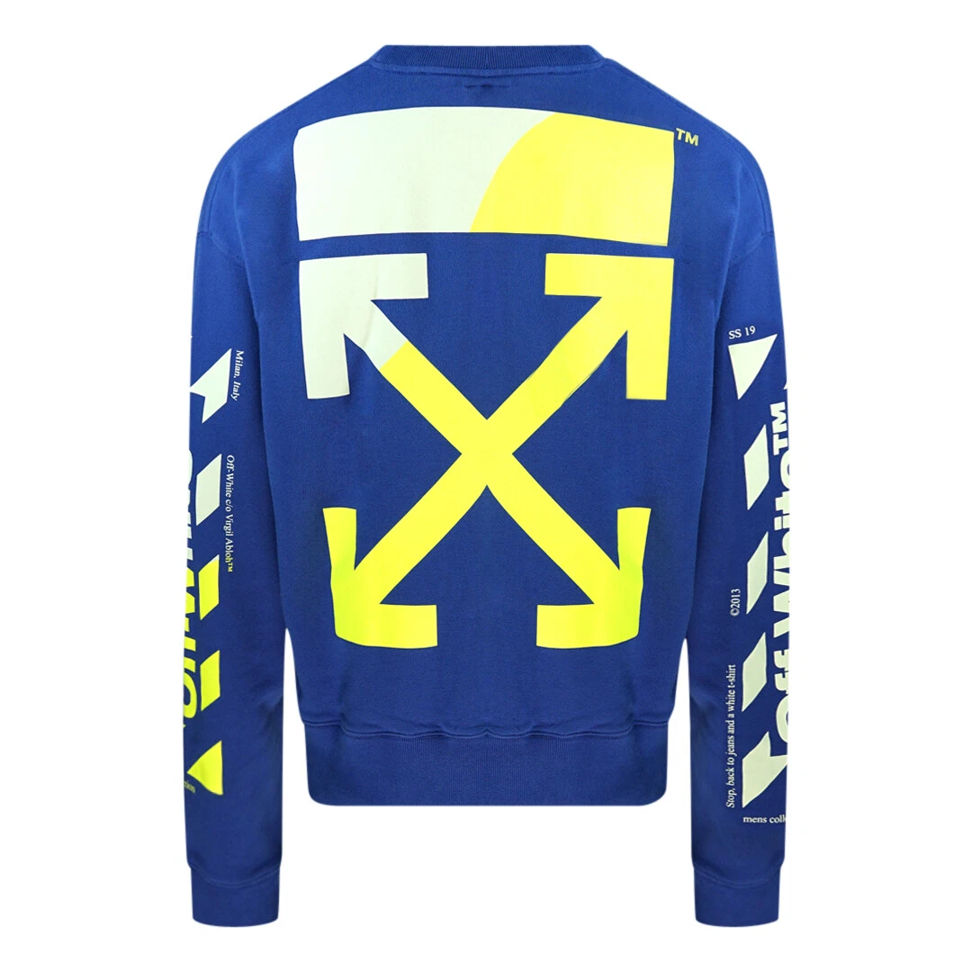Off-White Diagonal Split Logo Blue Sweatshirt | eBay