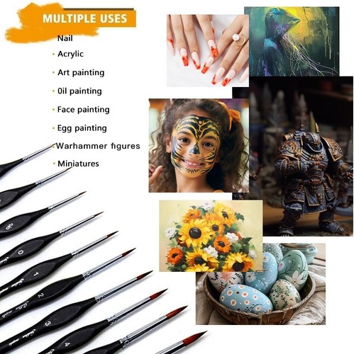 Detail Paint Brushes Set 10pcs Miniature Brushes for Fine Detailing & Art Painti - Picture 5 of 6