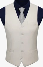 NEW BABEYOND Men's Formal Suit Vest Slim Fit Waistcoat Business Vest Size Medium