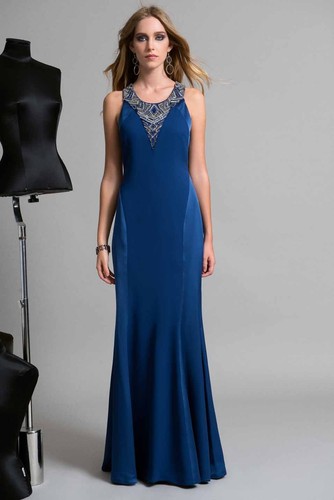 Edas abito da donna lungo Sloven vestito BLU cerimonia evening dress 42-54  party | eBay