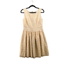 Ann Taylor Loft Sleeveless Lace Dress Size 4 Cream A-Line Knee Length Formal