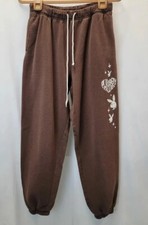 PLAYBOY BY PACSUN Sweatpants Women's L Brown Graphic Rabit Drawstring Pockets