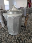 Antique Pure Aluminum Coffee Pot Pitcher Wood Handle Glass Top Made in USA — photo 1