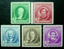 United States, 1940 Famous American Artists, Scott 884-888, 5 Stamps, MNH