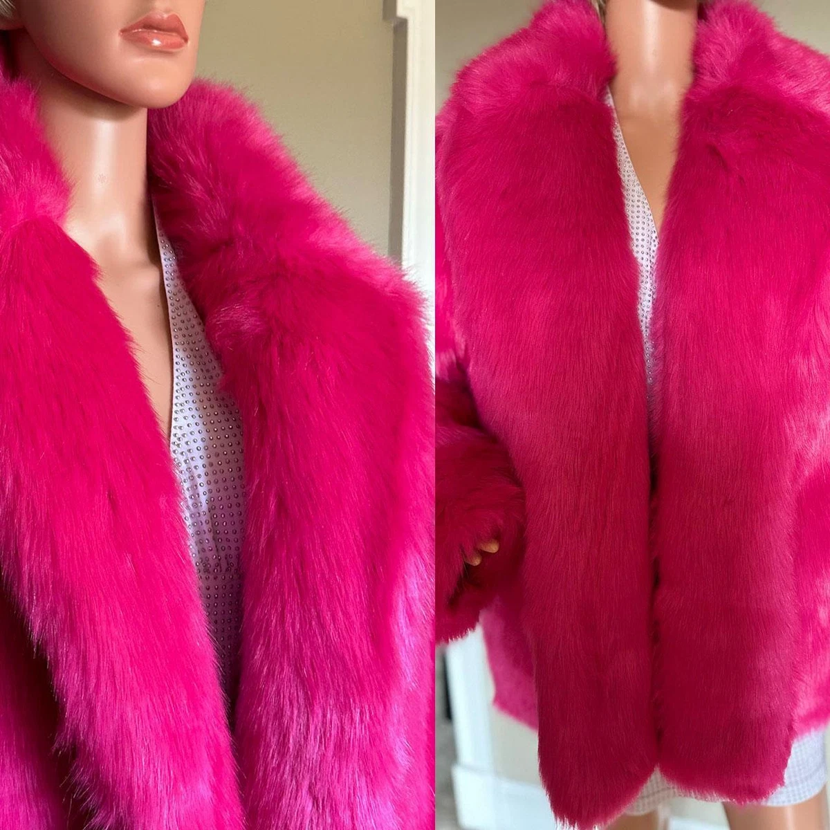 NWT 399 RARE FABULOUS MICHAEL KORS FAUX FUR PINK JACKET XL