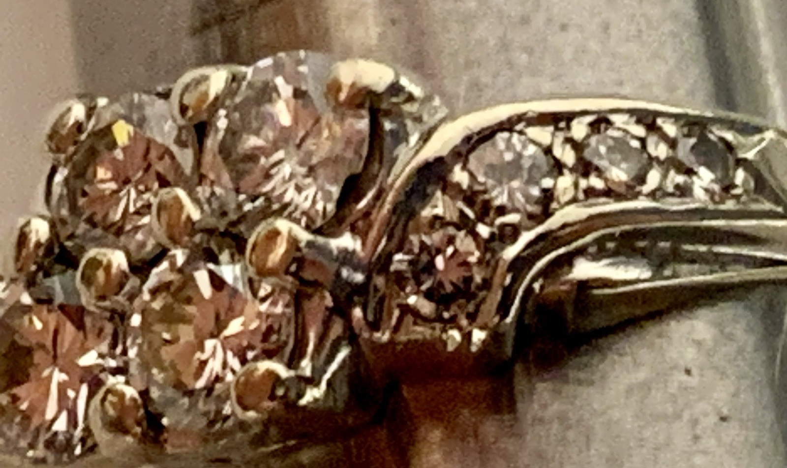 Diamond Ring Cluster Solid 14k White Gold Vintage… - image 16