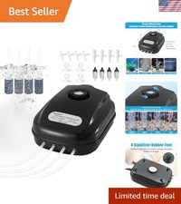 300GPH Aquarium Air Pump with 4 Outlets Ideal for Fish Tanks Hydroponics