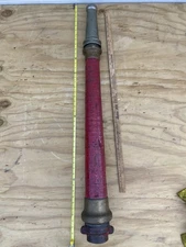 Vintage Red Cloth Wrapped Brass Fire Hose Nozzle 43” !!