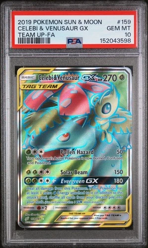 Pokemon PSA 10 Celebi & Venusaur GX 159/181 Sun & Moon Team Up Full Art Mint