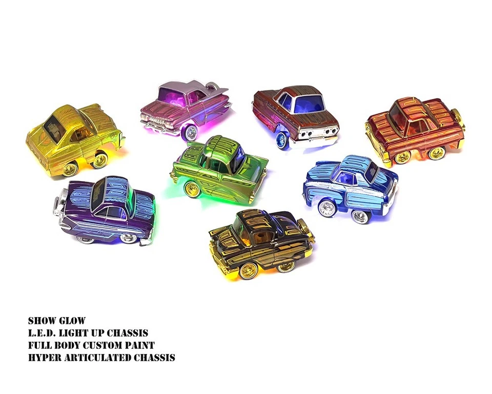 CarTuned 1:64 Lowriders SHOW GLOW Series 1 Assortment 8 Car Set, Factory Seal - Image 4 of 4