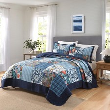 Cotton Bedspread Quilt Sets Reversible Bedding Coverlet Sets, Luxury Vintage ...