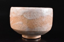 F2724: Japanese Raku-ware White glaze TEA BOWL Green tea tool Tea Ceremony