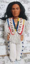 1995 Fibre Craft 15" Native American Chief Doll Crocheted Outfit And Moccasins
