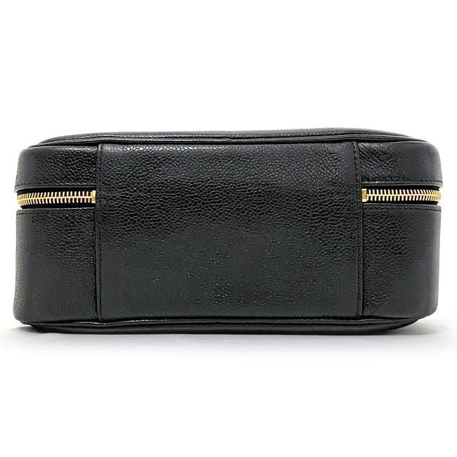 CHANEL Handbag Vanity Bag Black Gold Coco Mark A07061 Top Handle Rare Leather GP image 4