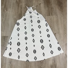 Zara Trafaluc Mini Dress Women's Small White Navy Aztec Sleeveless Cowgirl