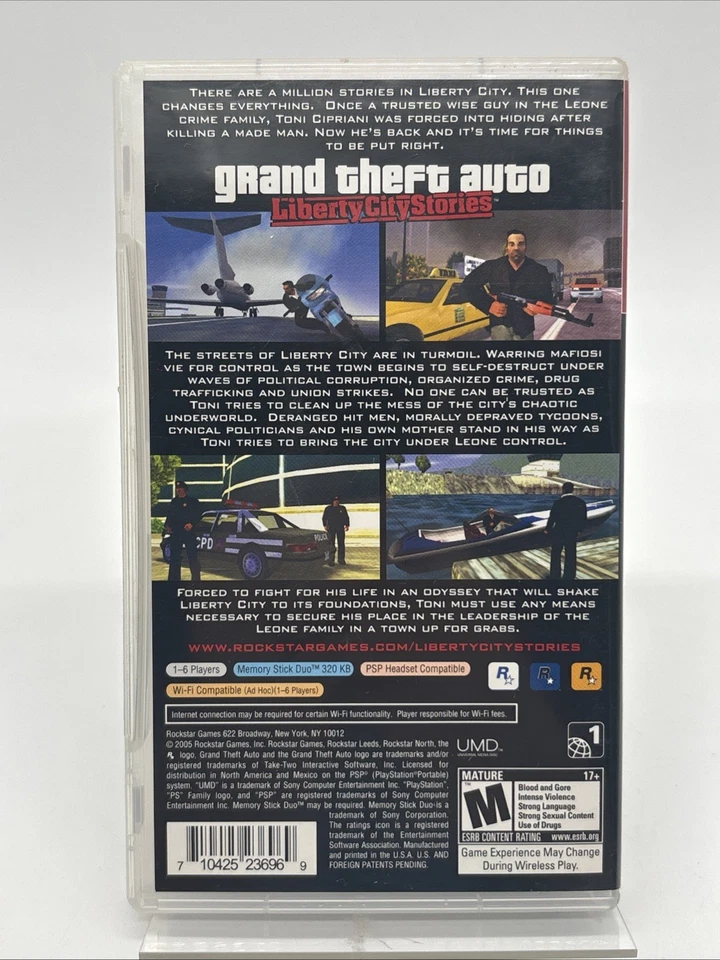 Grand Theft Auto: Liberty City Stories (Sony PSP 2005) Complete w/ Manual & Map - Image 2 of 3