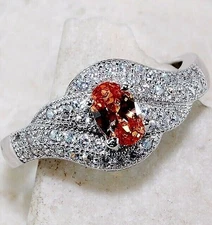  1CT Treated Padparadscha Sapphire & Topaz 925 Sterling Silver Ring Sz 6 UB3-8