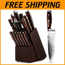 15-Piece Kitchen Knife Set with Wooden Block