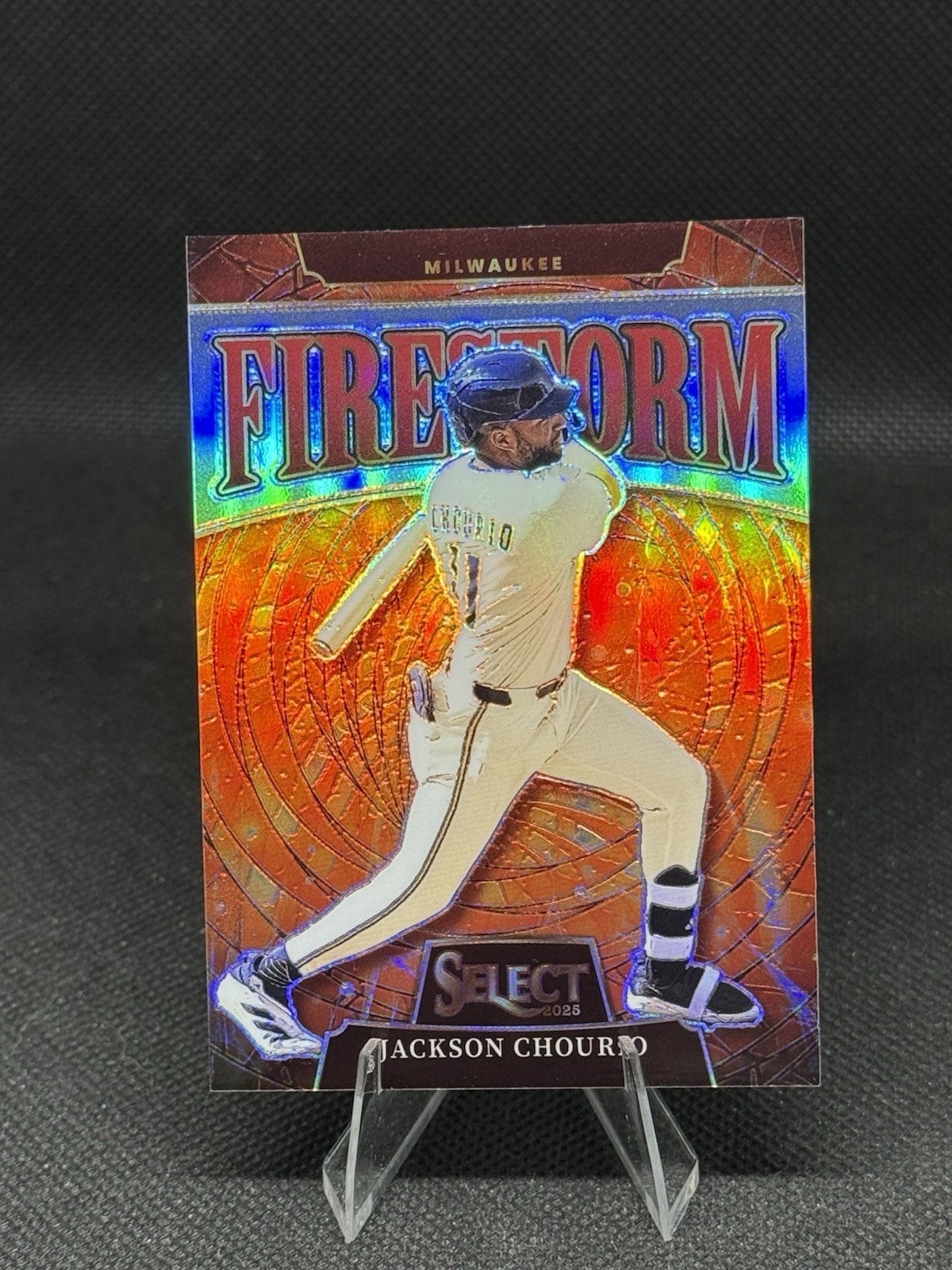 Jackson Chourio #9 Baseball Cards 2025 Panini Select Firestorm trading card — raw and PSA graded price guide