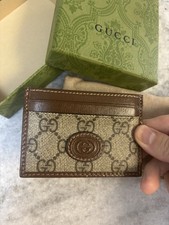 Gucci Card Case with interlocking G GG Supreme Brown Leather GG Logo